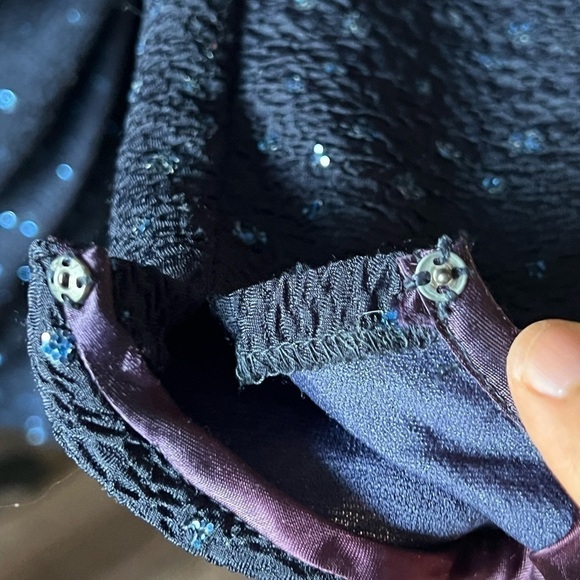 Morton Myles Vintage Blue Sparkle Wrap Dress 12 - Picture 7 of 8